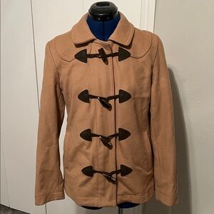 GAP Camel Tan Wool Blend Full Zip Toggle Ladies Peacoat Jacket Size M Circa 2008